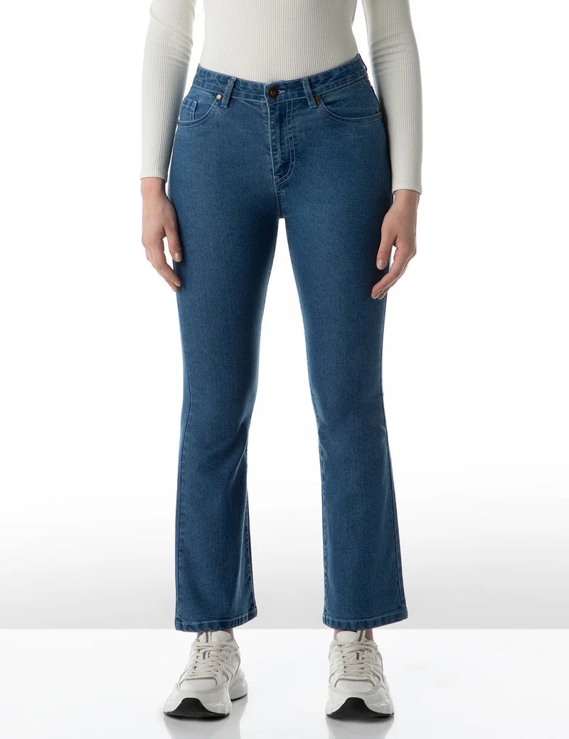 inkd جينز نسائي واسع بحذاء قصير - ارتفاع عال | غسل الإنزيم | تصميم كلاسيك 5 بوكيتيب | جينز للنساء